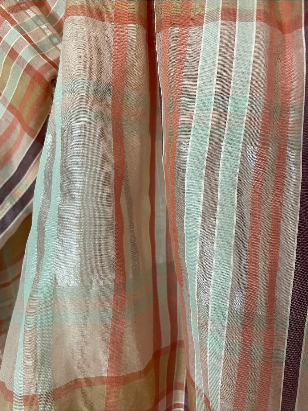 Madewell Peach Plaid Ruffle-Neck Blouse - Picture 9 of 10